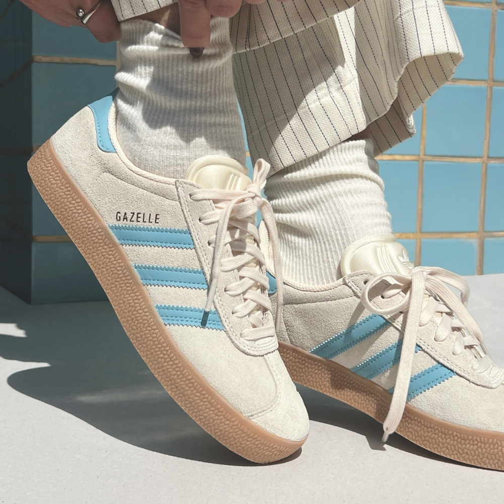 Adidas Gazelle White/Light Blue
