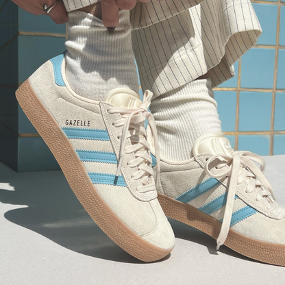 Adidas Gazelle White/Light Blue
